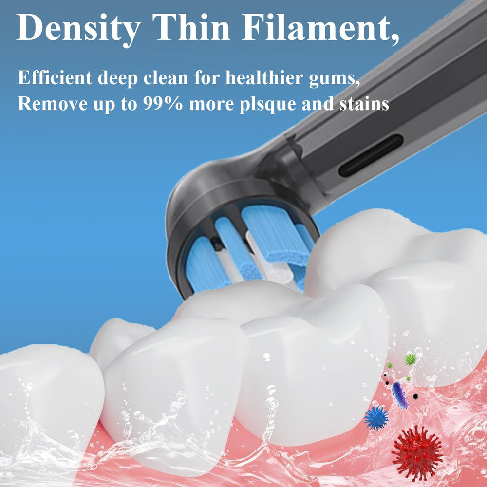 Gentle-care bristles protect enamel and gums