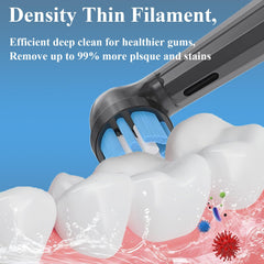 Gentle-care bristles protect enamel and gums