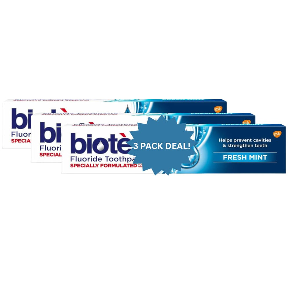 Gentle Fluoride Toothpaste for Dry Mouth Relief – 3 Pack x 100ml with Mild Mint Flavor