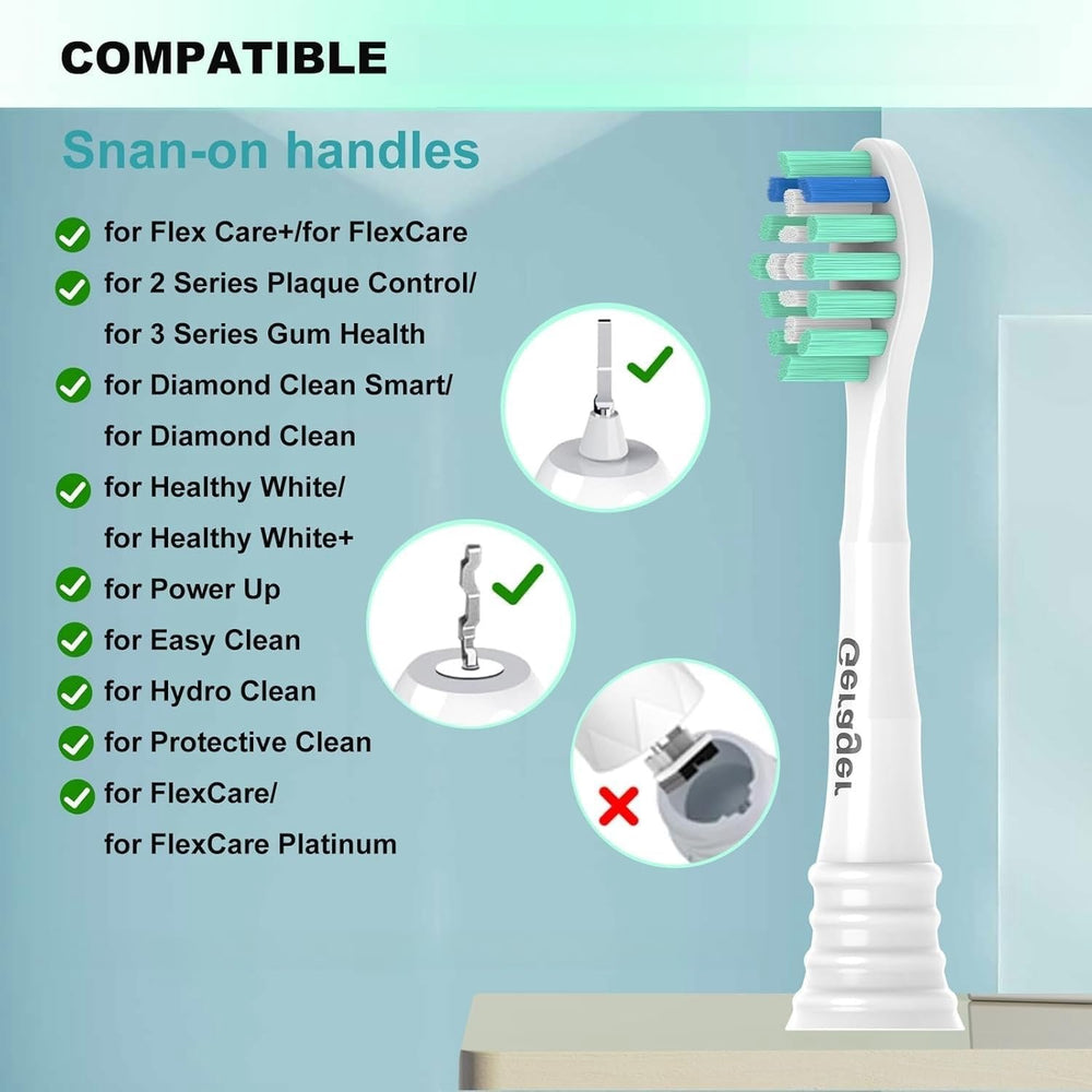 GERAGER replacement heads for Sonicare showing broad model compatibility