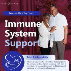 Product display of GeriCare iron supplement on shelf