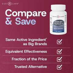 Close-up of Gericare calcium and vitamin D tablet label