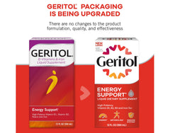 Geritol bottle beside outer packaging box
