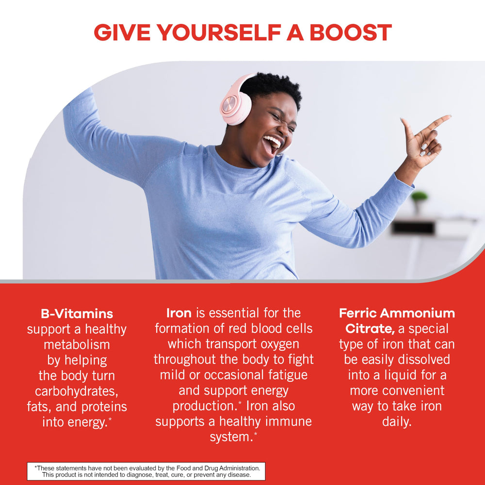 Geritol packaging showing 12 oz bottle and 3-pack