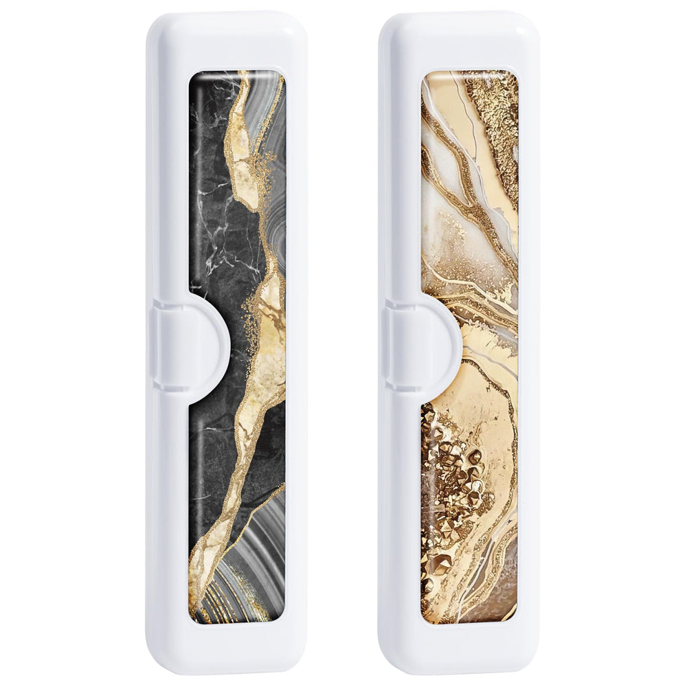 Gerkia 2 Pcs Toothbrush Travel Case with colorful patterned resin and white base – front view