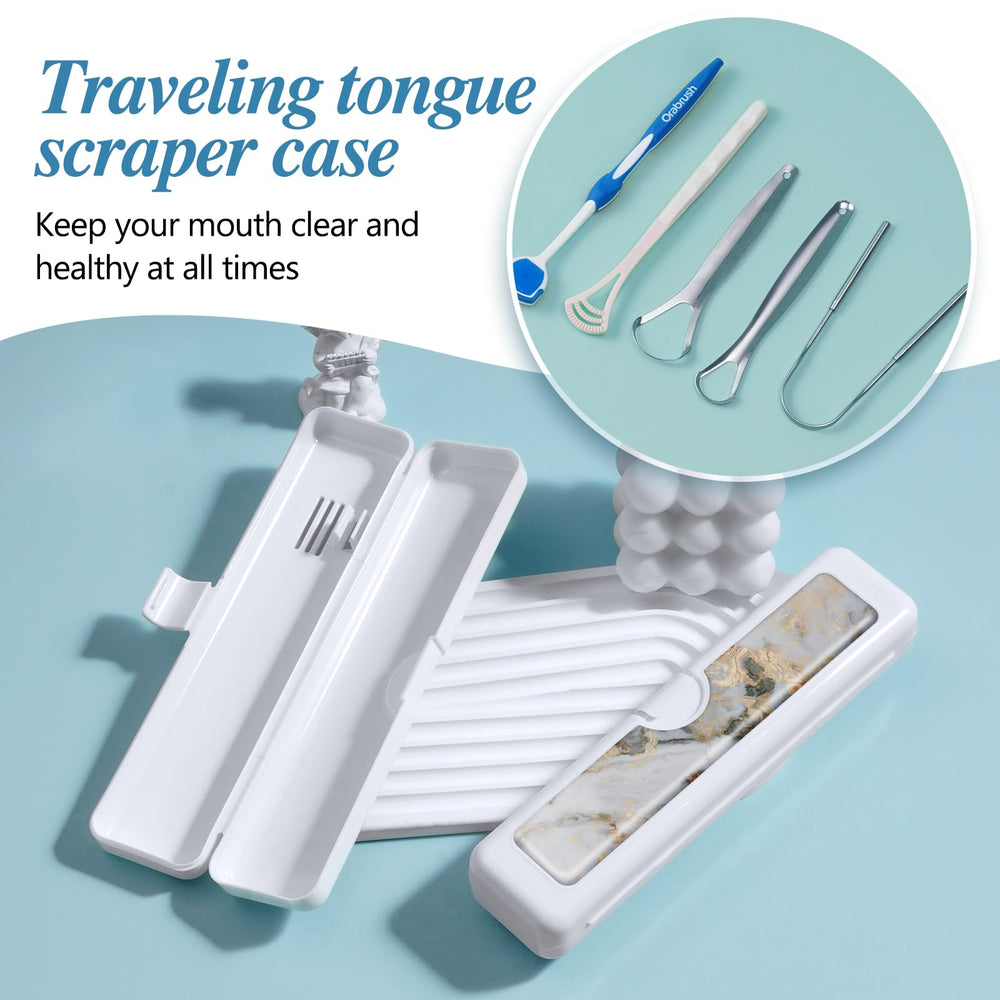 Multifunctional travel case can hold tongue scraper and small items