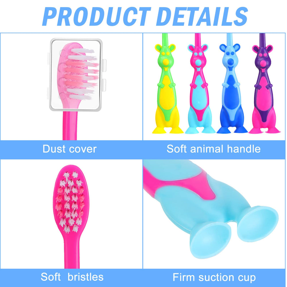 Green kangaroo-shaped kids toothbrush with soft bristles