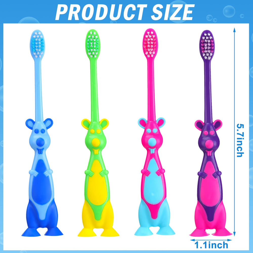Gerrii kids toothbrush bulk set green kangaroo design with suction cup
