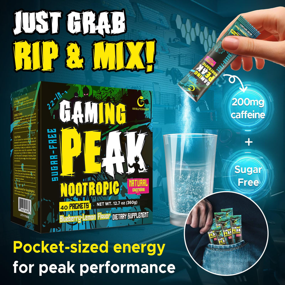 Gamer at desk with Gesundgeist container on the desk