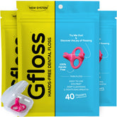 Gfloss hands-free floss pack of 3 with travel case – front view