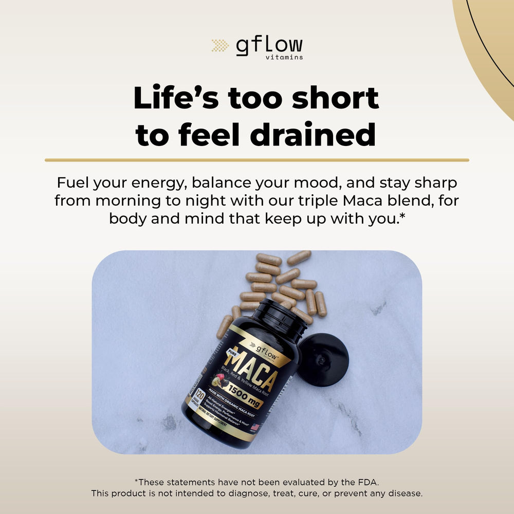 Maca root capsules symbolizing energy and mood support