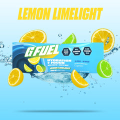 G Fuel Electrolytes lemon-lime mixed in glass showing refreshing flavor.