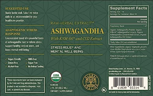 Dropper dispensing Ashwagandha liquid from bottle