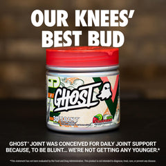 GHOST Joint scoop showing Kiwi Strawberry powder for easy daily dosing.