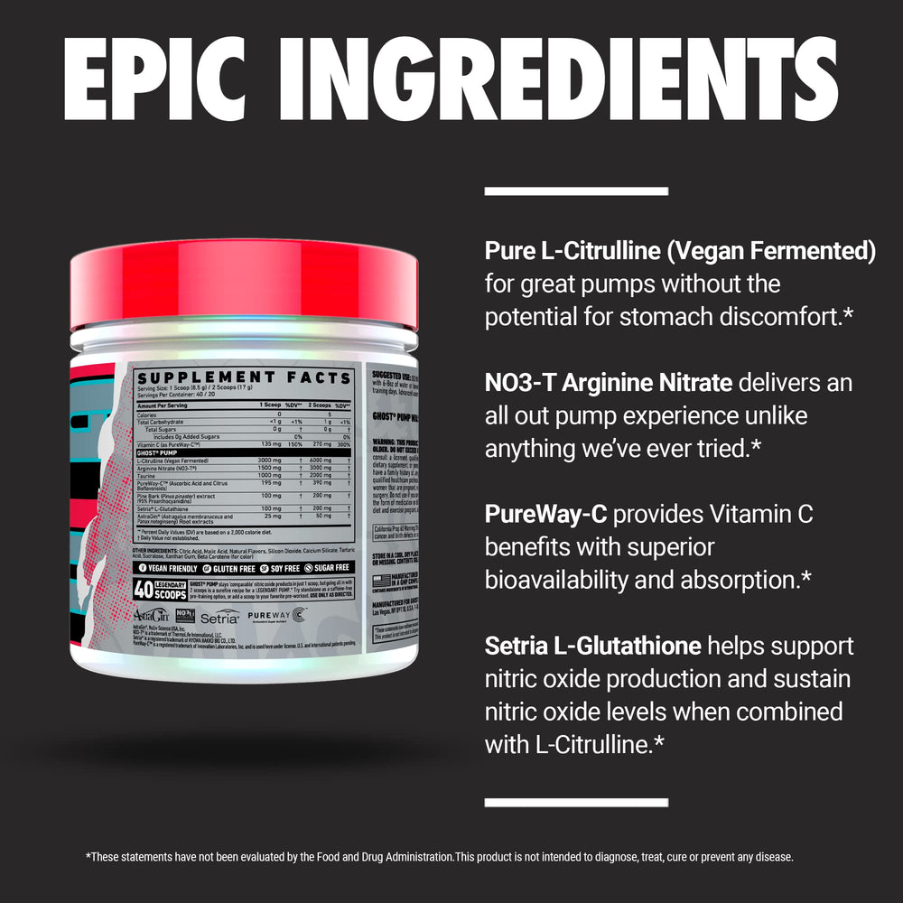 Graphic highlighting vegan fermented L-Citrulline and Arginine Nitrate ingredients
