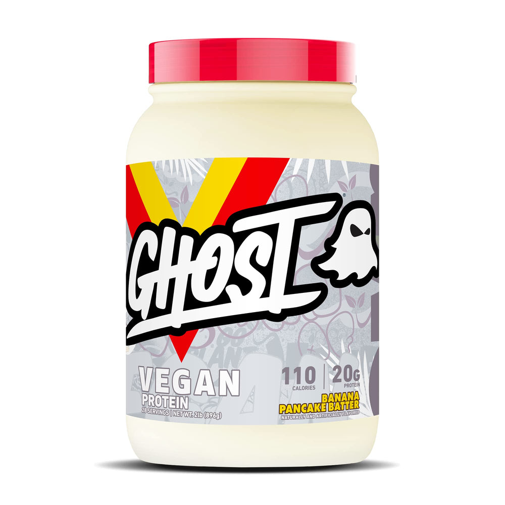 GHOST Vegan Protein Powder Banana Pancake Batter 2lb tub label