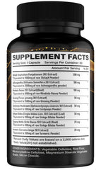 Shilajit capsules with Ashwagandha and Rhodiola ingredients