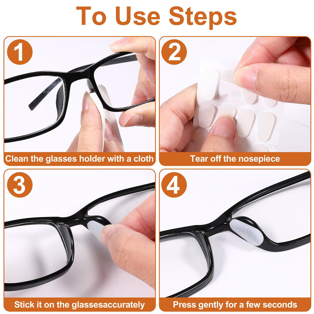 Nose pads mounted on a pair of glasses