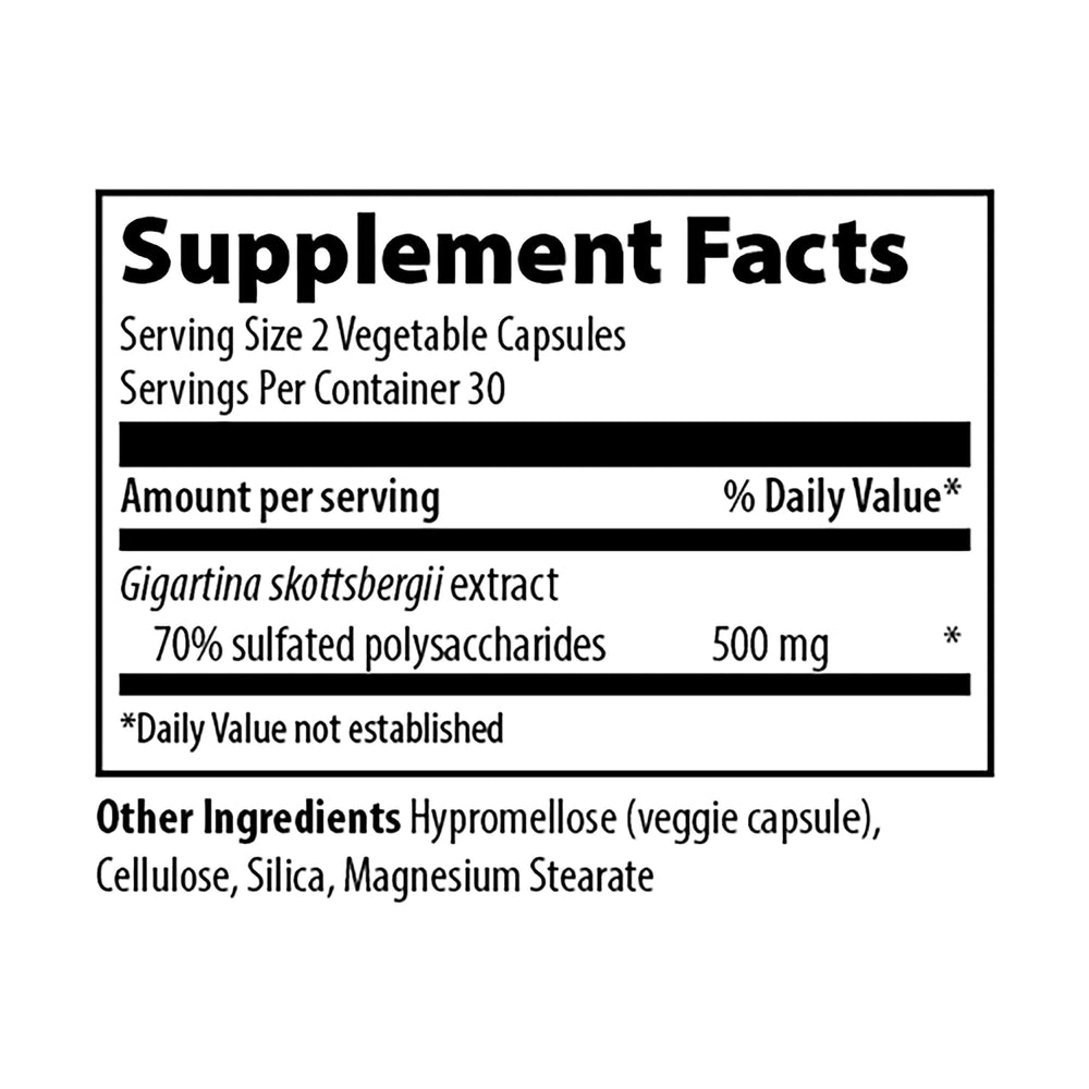 Close-up of red marine algae extract illustration on label
