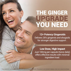 Ginger capsules packaging highlighting vegan and non-GMO attributes