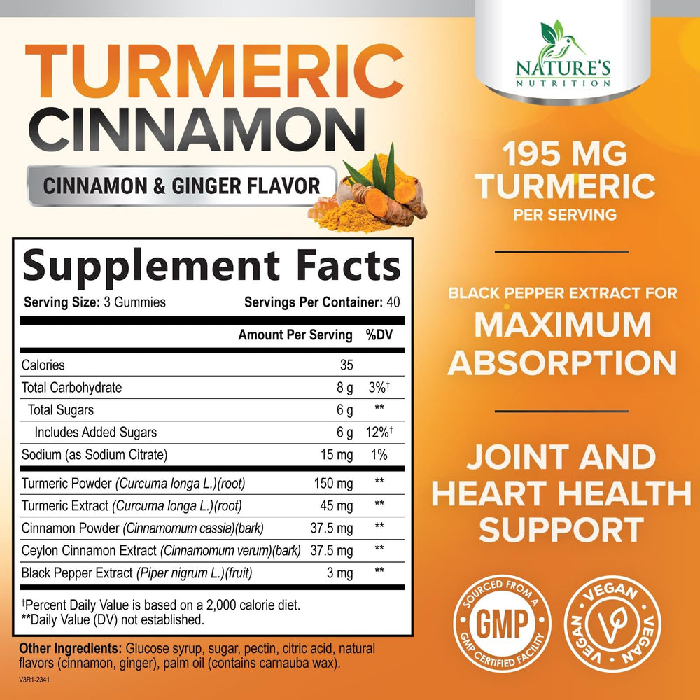 Ginger and cinnamon infusion in turmeric gummies