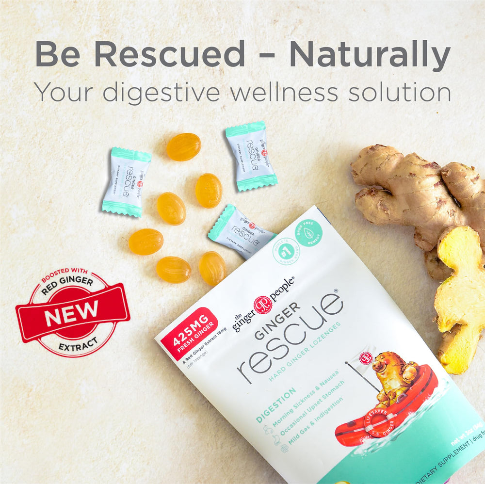 Close-up of Ginger Rescue lozenges in blister pack