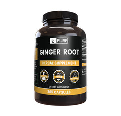 Bottle of Ginger Root Capsules showing 365-count
