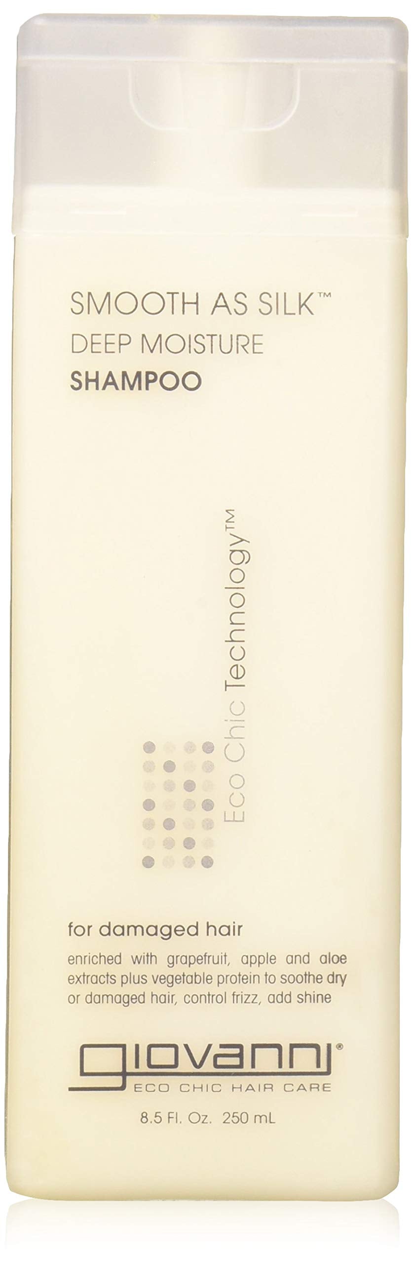 Giovanni Smooth As Silk Shampoo bottle pour demonstrates nourishing damaged hair