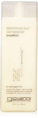 Giovanni Smooth As Silk Shampoo bottle pour demonstrates nourishing damaged hair