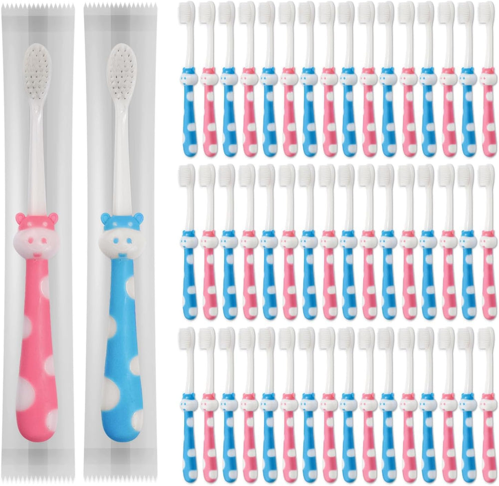 100-piece bulk pack of Gisdo disposable kids toothbrushes, individually wrapped