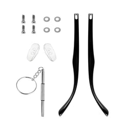 Replacement glasses arm with screws and nose pad from repair kit