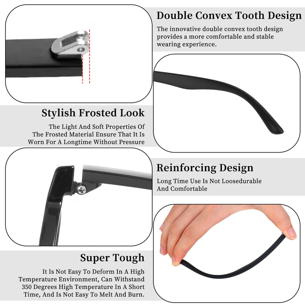 6.5mm wide glasses leg with double convex teeth