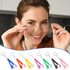 Blue mini keychain glasses lens cleaner