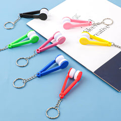 Packaging image showing 7 color glasses cleaning keychains