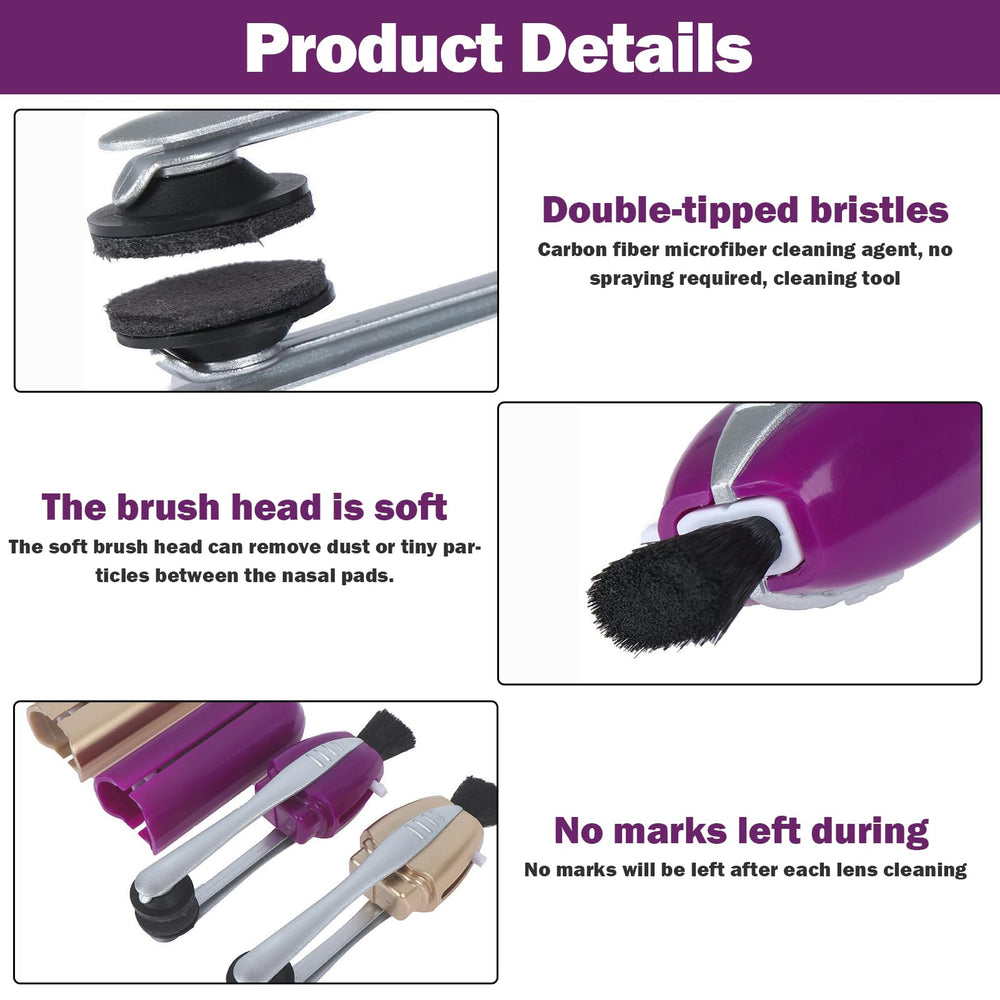 Eyeglasses being cleaned by microfiber glasses cleaner tool