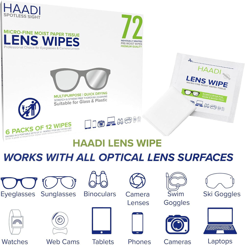 Box of 72 glasses cleaner wipes – back view