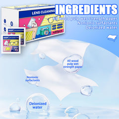 Portable travel pack of glasses cleaning wipes