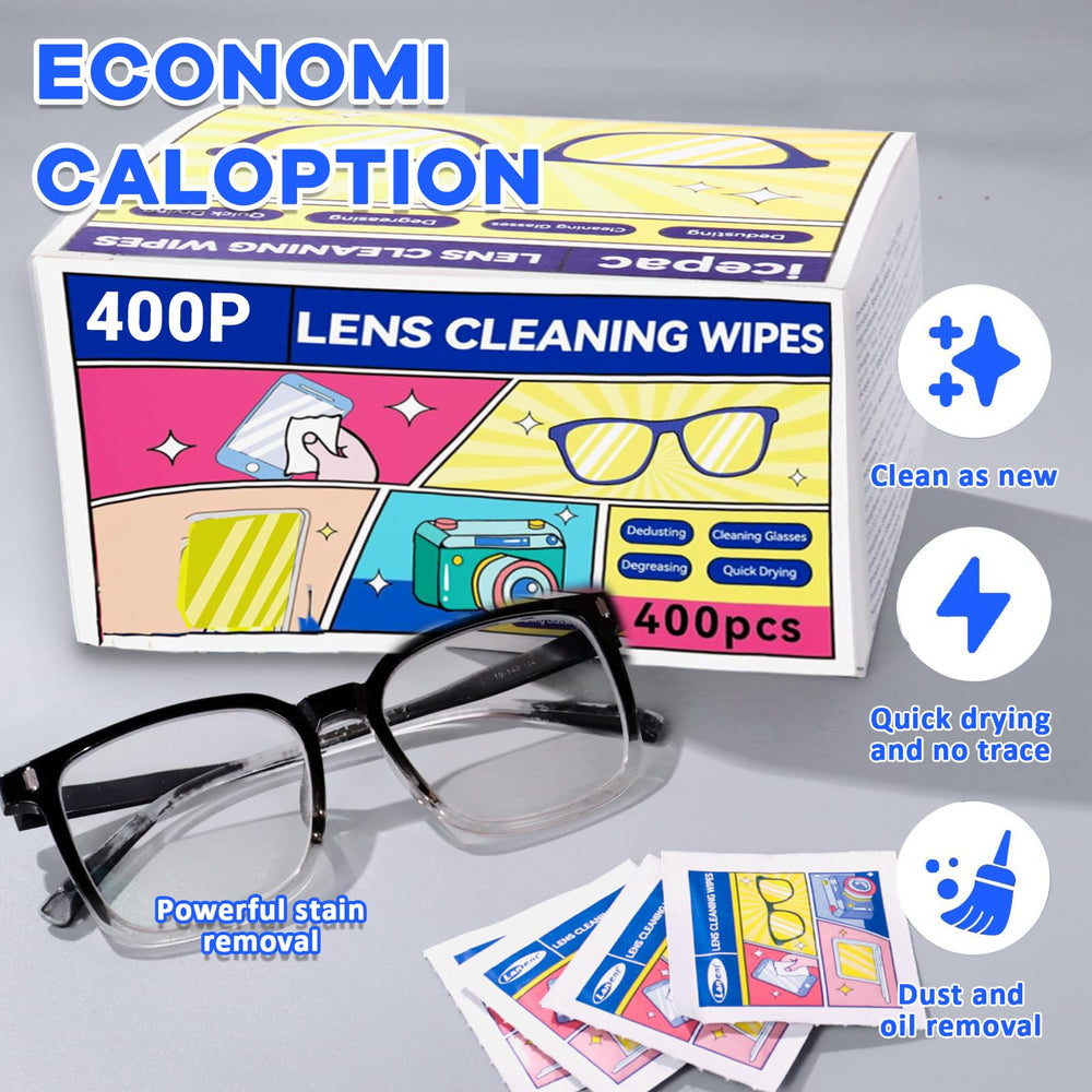 All-in-one cleaning wipes for glasses, cameras and screens