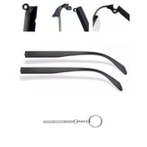 Black glasses temple arm replacement for TR90 frames, 8mm width