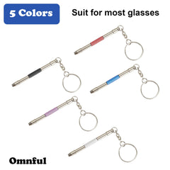 Mini copper screwdrivers showing five color options: black, blue, purple, red, silver