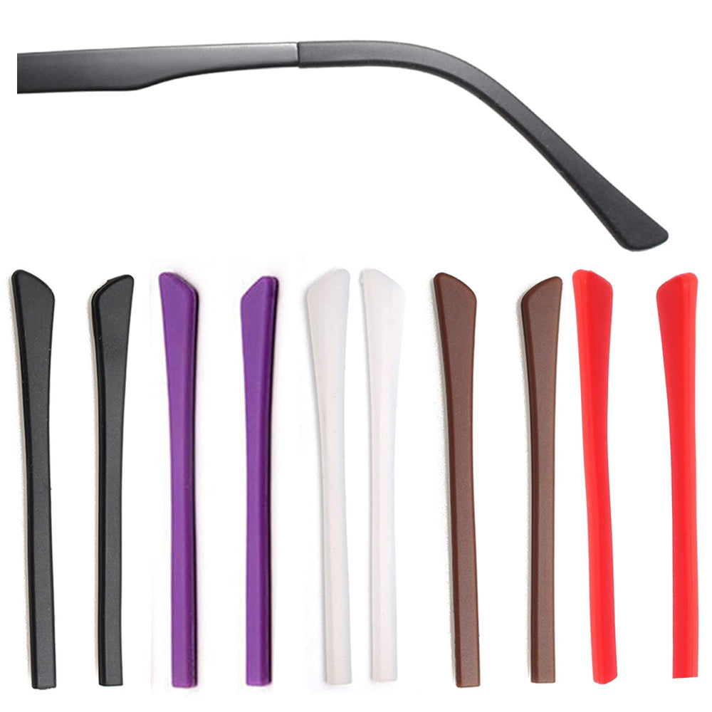 Black silicone glasses temple end tips attached to thin arms