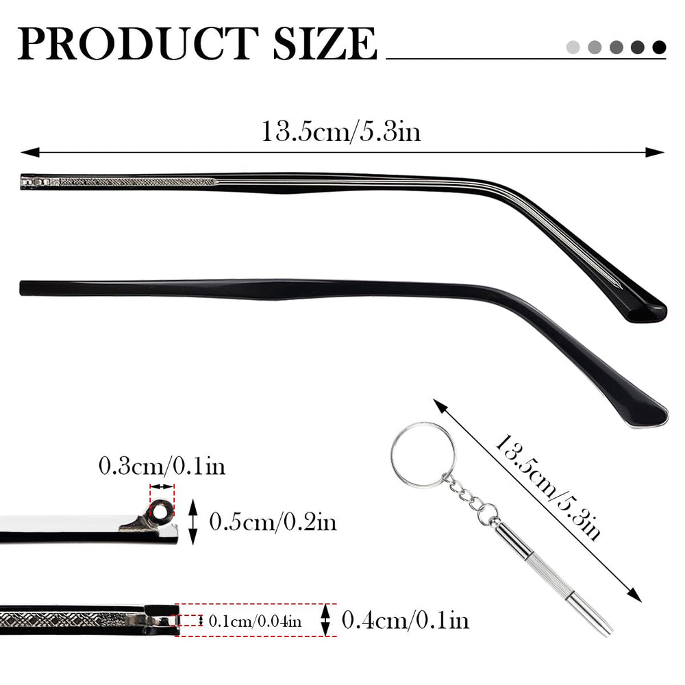 Close-up of replacement temple arm for eyeglasses