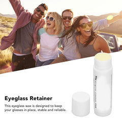 Non-slip eyewear wax applied to a plastic eyeglasses frame to prevent slipping