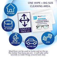 Wipes cleaning eyeglasses and camera lens