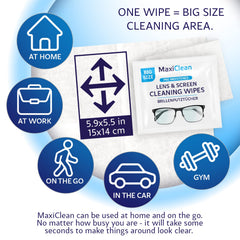 Wipes suitable for eyeglasses, computer screens, camera lenses