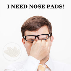 Glasses with silicone nose pads for improved grip
