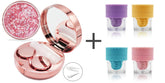 Glitter pink contact lens case kit with colorful lid