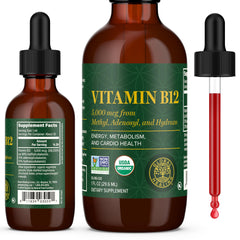 Global Healing Center Vitamin B12 Sublingual 5000 mcg Organic Liquid bottle front view