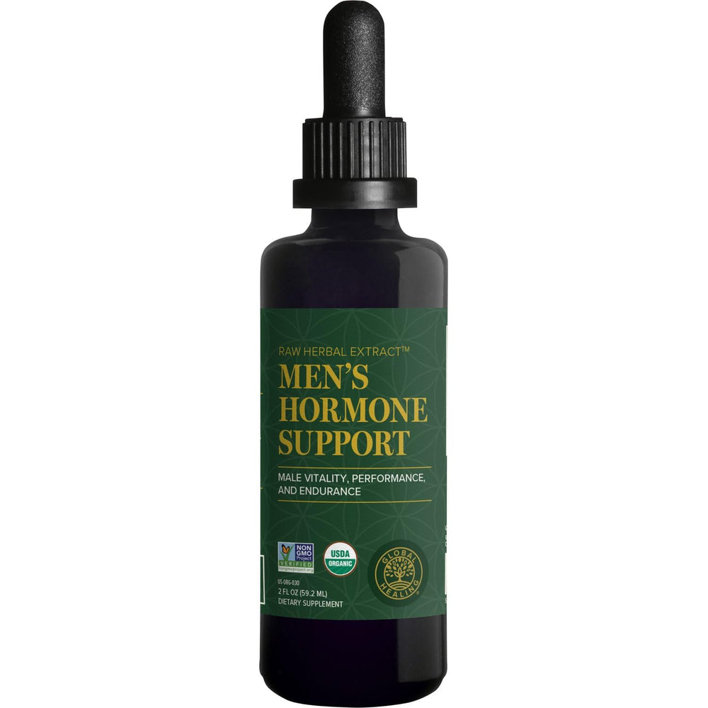 Global Healing Center Men's Hormone Support bottle with 2 fl oz size