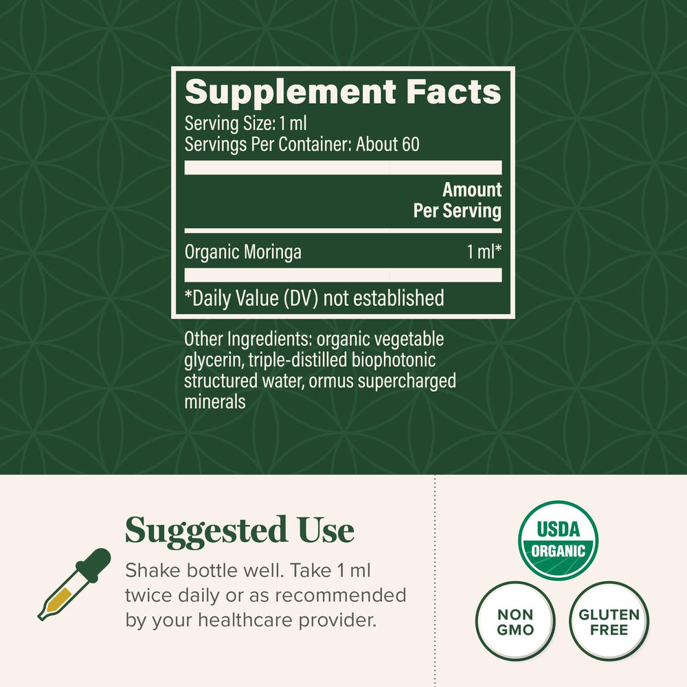 Moringa liquid drops bottle with dropper